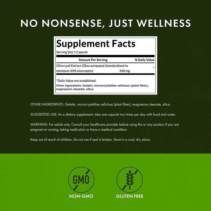 [Australia] - Swanson Olive Leaf Extract Capsules with 20% Oleuropein - (120 Capsules, 500mg Each) 2 Bottles 