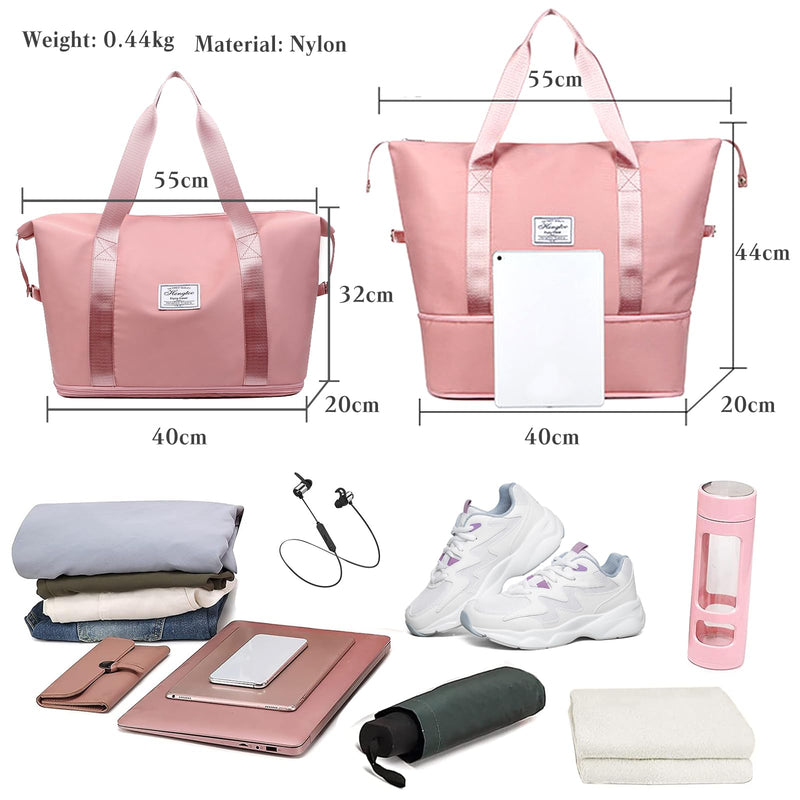 Travel Duffle Bag Women Sport Bag Expandable Holdall Large Carry on Bag Gym Tote Bag Shoulder Bag for Vacation Sports Weekend Grey