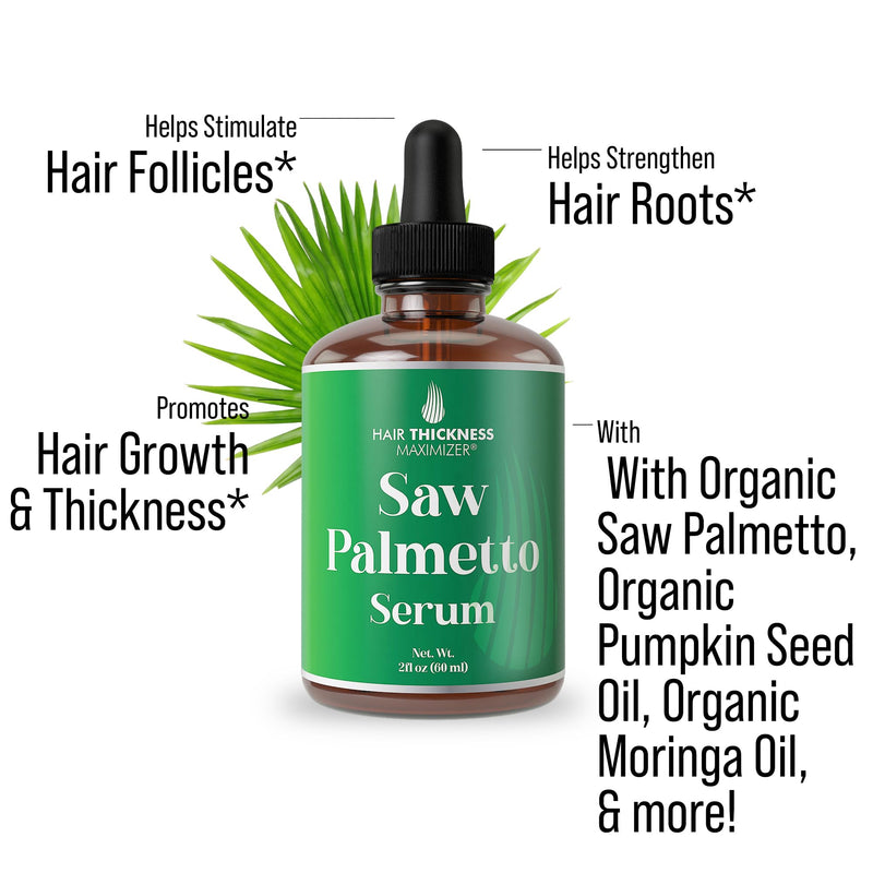Saw Palmetto Serum for Hair Growth and Thickening - With Rosemary, Peppermint, Pumpkin Seed Oils. Vegan Moisturizing and Strengthening Scalp Treatment for Women, Men, Weak, Dry, Frizzy Hair 2oz | Pumpkin Seed Oil, Vegan Thickening, Moisturizing, Streng...