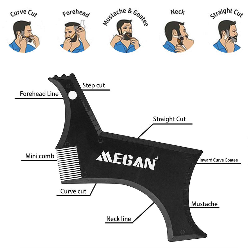[Australia] - Megan Beard shaping tool,5 piece set beard shaper - include Professional Straight Edge Razor,beard template,10 Count of double edge blades,barber pencil and Stainless steel scissors. 