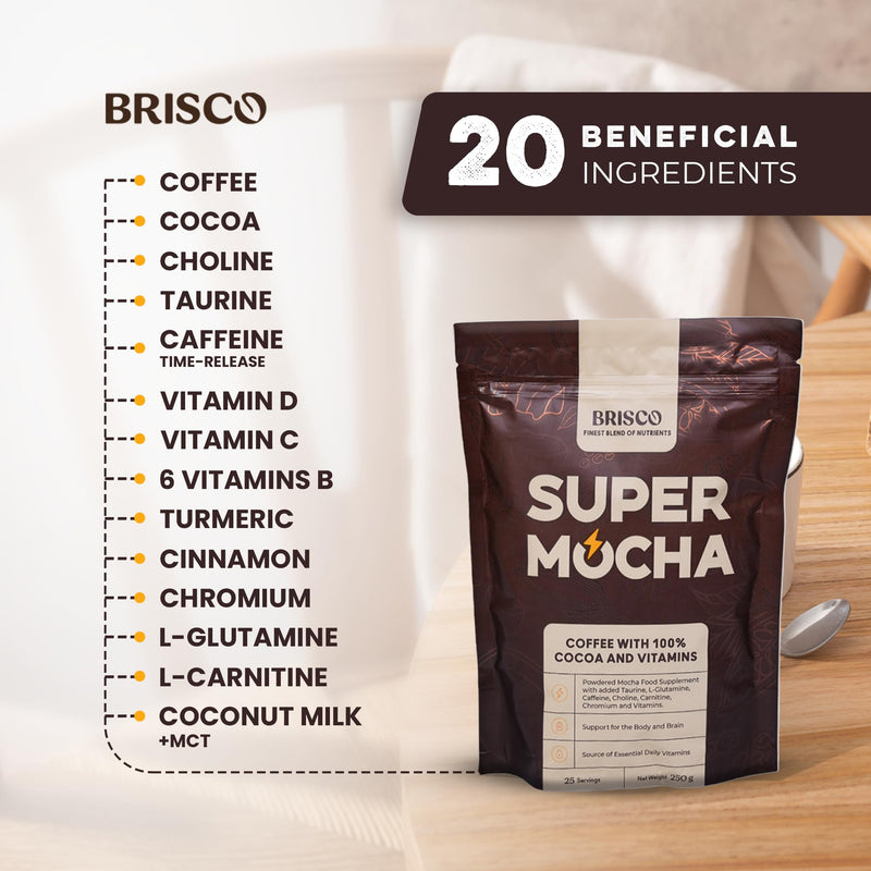 Super Mocha – Functional Coffee Drink + 14 Vitamins & Minerals | Clean Sustained Energy, Immune Support & Mental Clarity | Vegan, Gluten-Free, Sugar-Free | 25 Servings 1