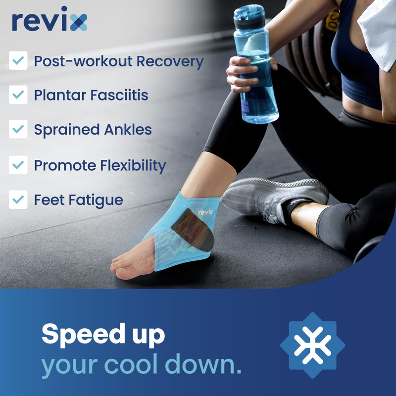 [Australia] - REVIX Ankle Ice Pack Wrap – Reusable Gel Cold Compression for Foot Discomfort, Ice Wrap for Feet Swelling and Recovery, Plantar Fasciitis, Achilles Tendonitis, and Sprained Ankles 1 Pack 1.0 