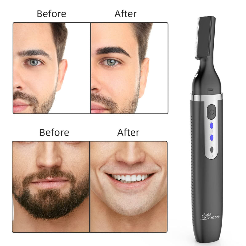 [Australia] - Eyebrow Trimmer and Facial Hair Remover, Rechargeable Hair Removal Women's Electric Shaver Razor for Peach Fuzz Chin Cheek Upper Lip (Black) Black 