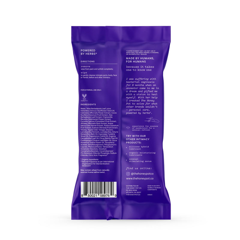 [Australia] - The Honey Pot Company - Intimacy Cleansing Wipes - PH Balancing, Paraben Free, Feminine Products - Ultra-thick and Extra Large Cleansing Cloths for the Bedroom - 20 ct. 
