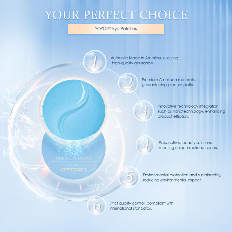[Australia] - Under Eye Patches Masks - for Dark Circles, Puffy Eyes, Fine Lines, Wrinkles, Eye Bags Treatment with Collagen and Hyaluronic Acid, Moisturizing and Hydrating (60 Pcs)… Cornflower Blue 