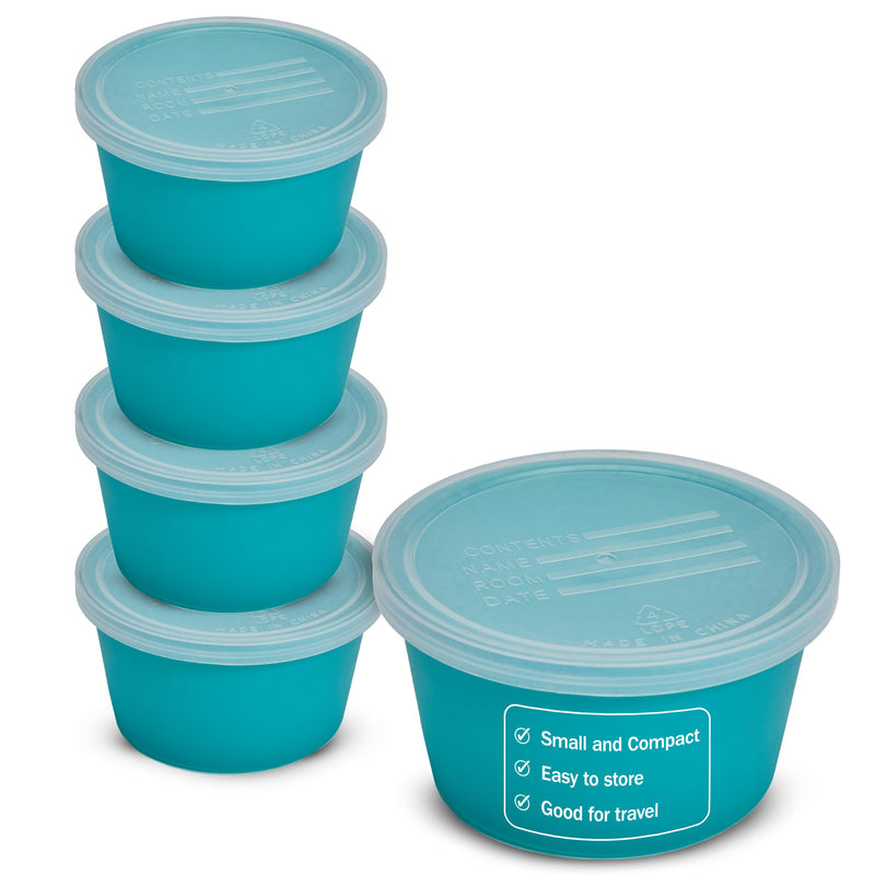 Denture Cup with Lid - Pack of 5 Denture Cases - Retainer and False Teeth Container Bath for Travel, Nursing Home, and Hospital Use 5 Pack