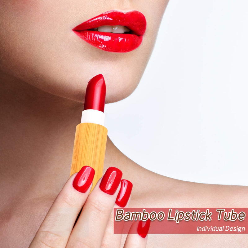 24Pcs Bamboo Empty Lipstick Tubes, AUHOKY 5.5g Refillable DIY Lip Balm Tube Containers with Clear PP Plastic Inner, Cosmetic Lipstick Lip Gloss Deodorant Case Holder For Women Girls Makeup 24Pcs, Bamboo