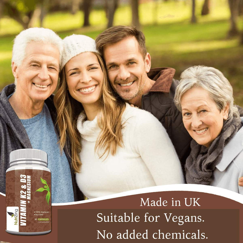 Vitamins D3 K2 Capsules - 3000IU Vitamin D3, 150mcg VIT K2 (MK-7) - Made in UK by NutriZing - Supports Maintenance of Immune System & Contributes to Normal Bones 90 count (Pack of 1)