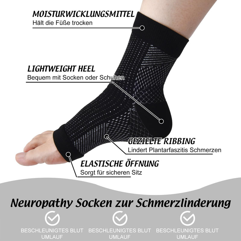 [Australia] - TOMILIOLD 4 pairs of compression socks for women and men, ankle support, ankle support, Achilles tendon bandage, ankle orthopedic compression socks, foot support, 43-46, black 