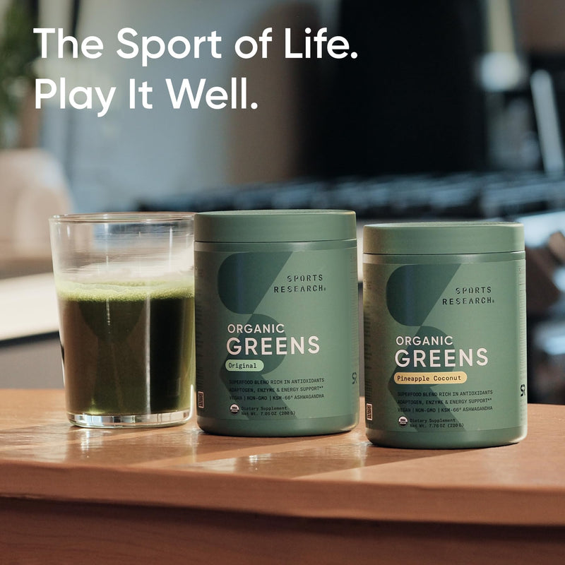 [Australia] - Sports Research¬Æ Organic Greens Superfood Powder w/Spirulina & Chlorella, Adaptogens, Enzymes, Probiotics & 8 VIT Bs for Gut & Mood Support* - Vegan, Sugar-Free & Low-Cal Original 20 Servings 7.05 Ounce (Pack of 1) 