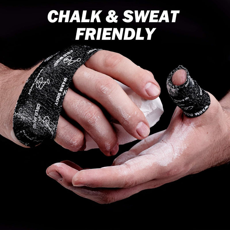 WARM BODY COLD MIND Weight Lifting Thumb Tape - Hook Grip Tape for Crossfit, Weightlifting Powerlifting Deadlift, Sticky & Stretchy Athletic Grip Tape 19ft x 1.85in 12 Rolls MixV1