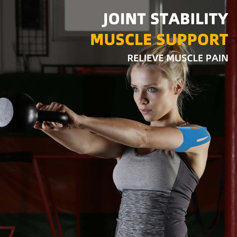 [Australia] - IEADEN Precut Kinesiology Tape for Shoulder, 10 Pcs - Shoulder Support & Stability, Shoulder Pain Relief Athletic Tape - Waterproof & Elastic, Breathable Hypoallergenic Latex-Free Tape, Blue 