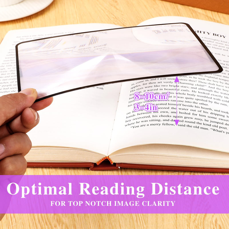 4 Pcs Flat Magnifier Lay on Page 3X Magnifying Sheet for Reading Page Magnifier Bookmark Flexible Plastic Magnifiers Lenses for Reading Small Print, Books, Maps, Patterns(7'' x 4.7'')