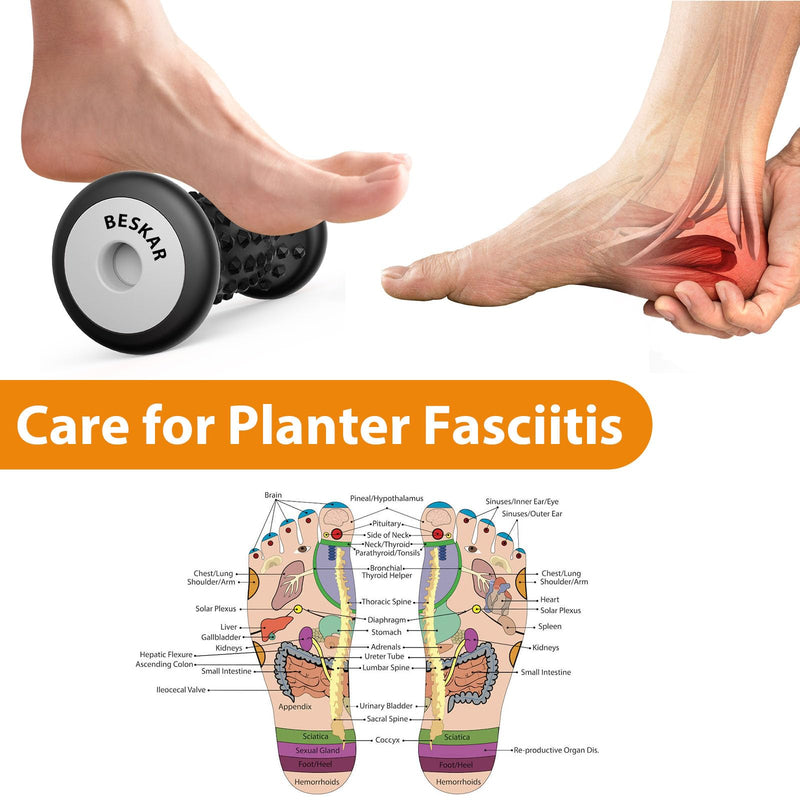 [Australia] - Foot Massage Roller for Relief Plantar Fasciitis, Foot Reflexology Tool Pressure Point Massage Roller, Deep Tissue Massage for Relieving Feet Arch Heel Pain, Myofascial Pain Syndrome Carbon Black 
