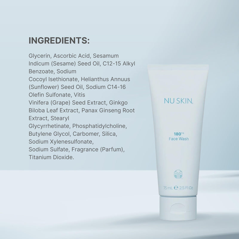Nu Skin 180° Face Wash | Vitamin C | Mature Skin | 2.5 Fl Oz | 2 Pack | Moisturizing cleanser with Vitamin C | Gently cleans mature skin without over-drying 2.5 Fl Oz (Pack of 2)