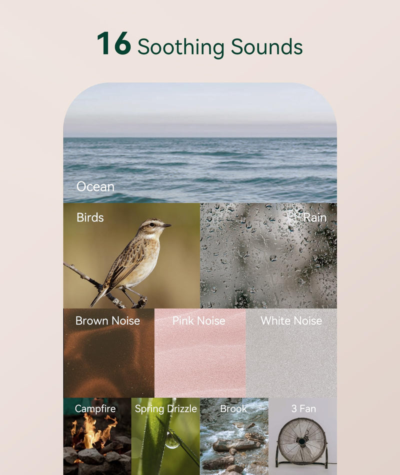 [Australia] - White Noise Sound Machine - Portable Sound Machine for Sleep, Travel Sound Machine for Baby Adults, 16 Nature Sound, Timer, White Noise Machine for Sleeping Office Privacy Home Gift Coconut 