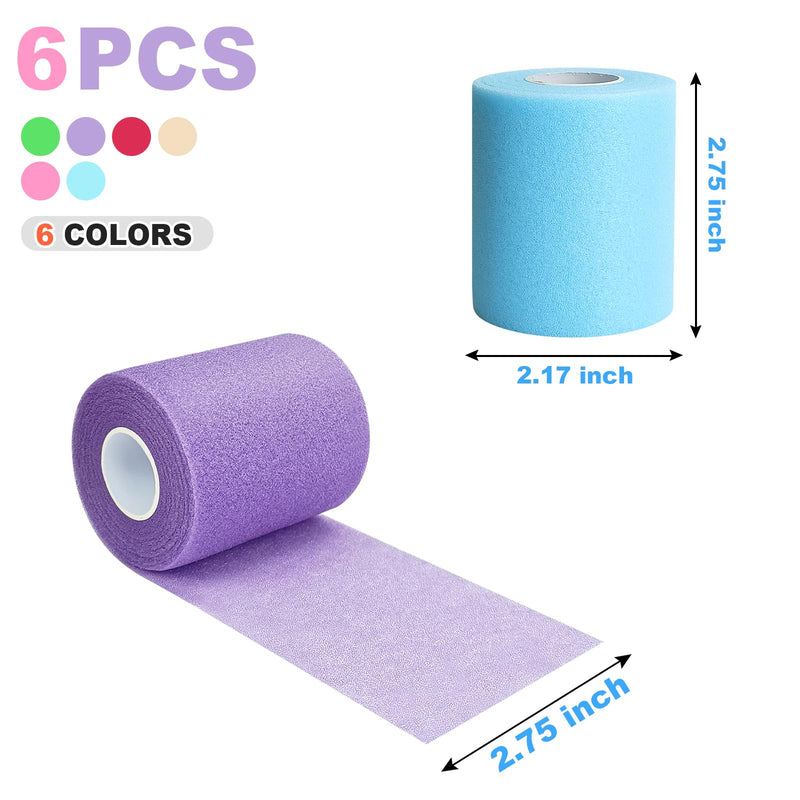[Australia] - Prewrap Athletic Tape,6 Roll Pre wrap Headbands for Hair Soccer,Foam Underwrap Sports Wrap for Ankles Wrists Hands Knees Elbows 2.75 Inches X 12 Yards Mixed 
