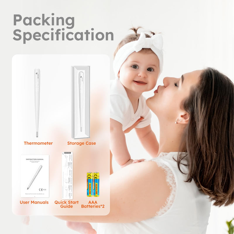 [Australia] - Oral Thermometer for Adults and KidsÔºåRechargeable Fast Reading Digital Thermometer with LED DisplayÔºåMedical-Grade Accurate Rectal Thermometer for Babies White 