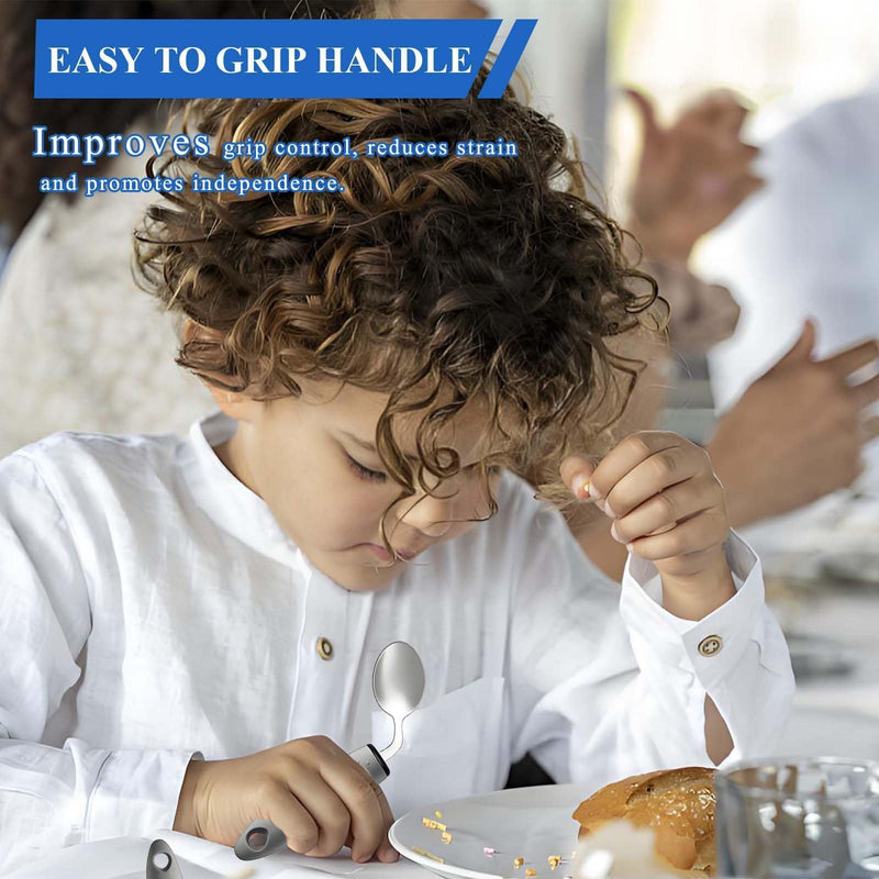 4 PCS Knife Fork Spoon Set Bendable Cutlery for Arthritic Hands Elderly Aids for Daily Living Extra Wide Handles Easy Grip Cutlery Set Aids Arthritic Hands