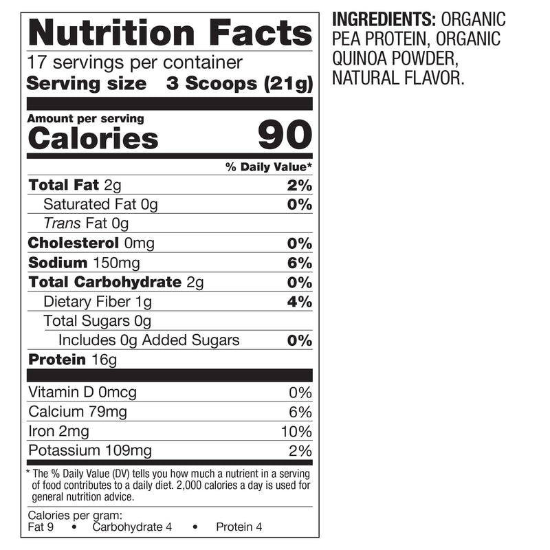[Australia] - BetterBody Foods Organic Plant Based Protein Powder, - 16g of Protein, Vegan, Low Net Carbs, Gluten Free, Dairy Free, No Sugar Added, Soy Free, Non-GMO, 12.7 Ounces 