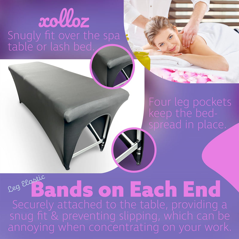 [Australia] - Massage Table Cover – Black Stretch 6ft Cover for Massage Bed, Lash Bed Topper for Spa or Salon, Fitted Table Wrap, Compatible with 6ft Folding Beds, Durable and Professional Look 