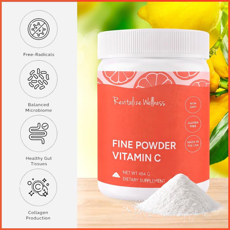 Fine Powder Vitamin C as Ascorbic Acid | Pure, Sugar, & GMO-Free | 1000 mg Vitamin C per Serving | 454 Servings per Bag 16.01 Ounce (Pack of 1)