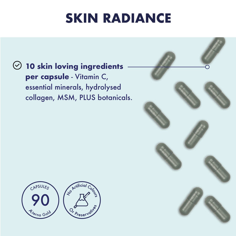 Higher Nature - Æterna Gold Collagen Beauty Capsules - 10 Skin Loving Ingredients - Hydrolysed Marine Collagen - Vitamin C - Responsibly Sourced - 90 Capsules