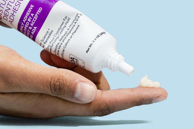 [Australia] - Dr. B Dental Solutions Adhesadent Moisturizing Denture Adhesive - Secure Denture Glue with Strong Grip & Natural Taste - Zinc-Free Dental Adhesive for Dentures, Overdentures - 2.4 oz 2.4 Fl Oz (Pack of 1) 