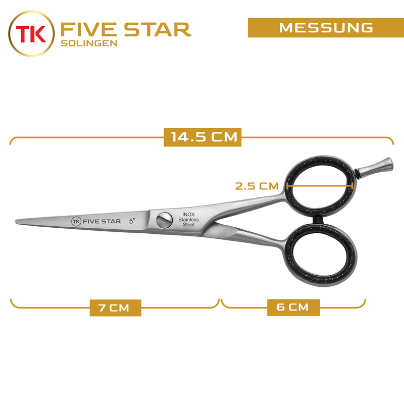 [Australia] - TK FIVE STAR SOLINGEN® Professional 5 inch small sharp beard scissors, hair cutting scissors, hairdressing scissors for men, hairdressers, children, women, suitable for fine hair. Rustproof with micro-serration 