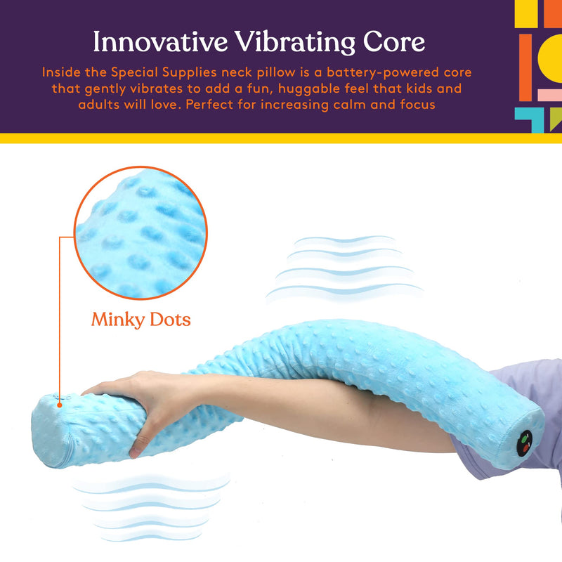 [Australia] - Special Supplies Sensory Vibrating Neck Pillow for Kids and Adults Plush Velvet Soft Cover with Textured Therapy Stimulation, Mind and Body Calming Relaxation - Blue 