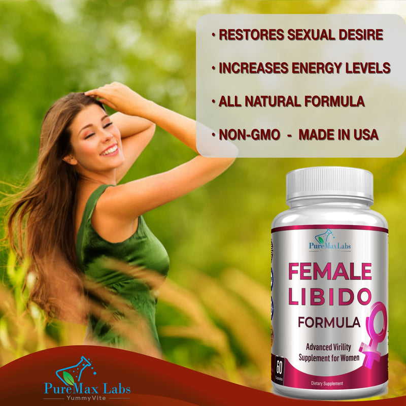 [Australia] - Female Libido Formula, Advanced Virility Supplement for Women with Epimedium Horny Goat Weed, Maca, Tribulus, Ginseng for Desire, Energy, Non-GMO, 60 Capsules 