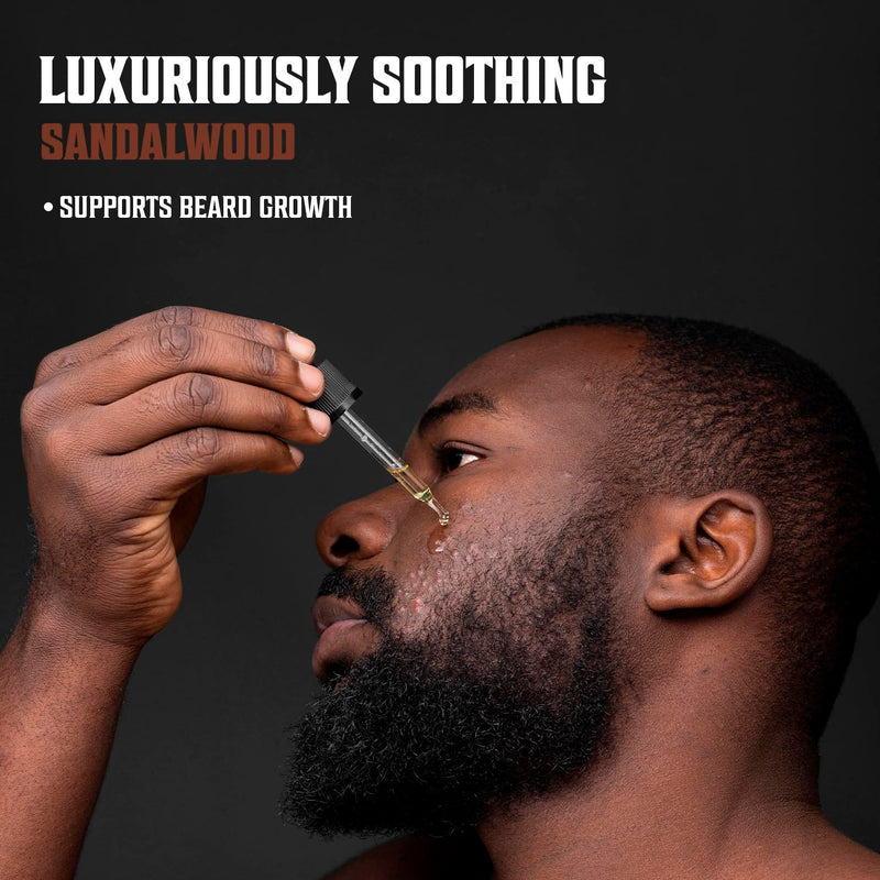 [Australia] - Viking Revolution Sandalwood Beard Oil for Men - Natural Mens Beard Oil with Argan Oil and Jojoba Oil - Beard Softener, Strengthens and Moisturizes - Beard Conditioner for Men (Sandalwood, 1 Pack) 1 Fl Oz (Pack of 1) 