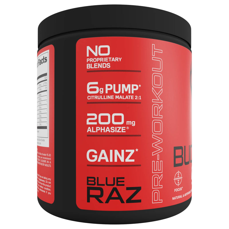 [Australia] - Bucked Up Pre Workout 6 Grams Citrulline, 2 Grams Beta Alanine, and 3 Other Registered trademarked Ingredients (Blue Raz) Blue Raz 