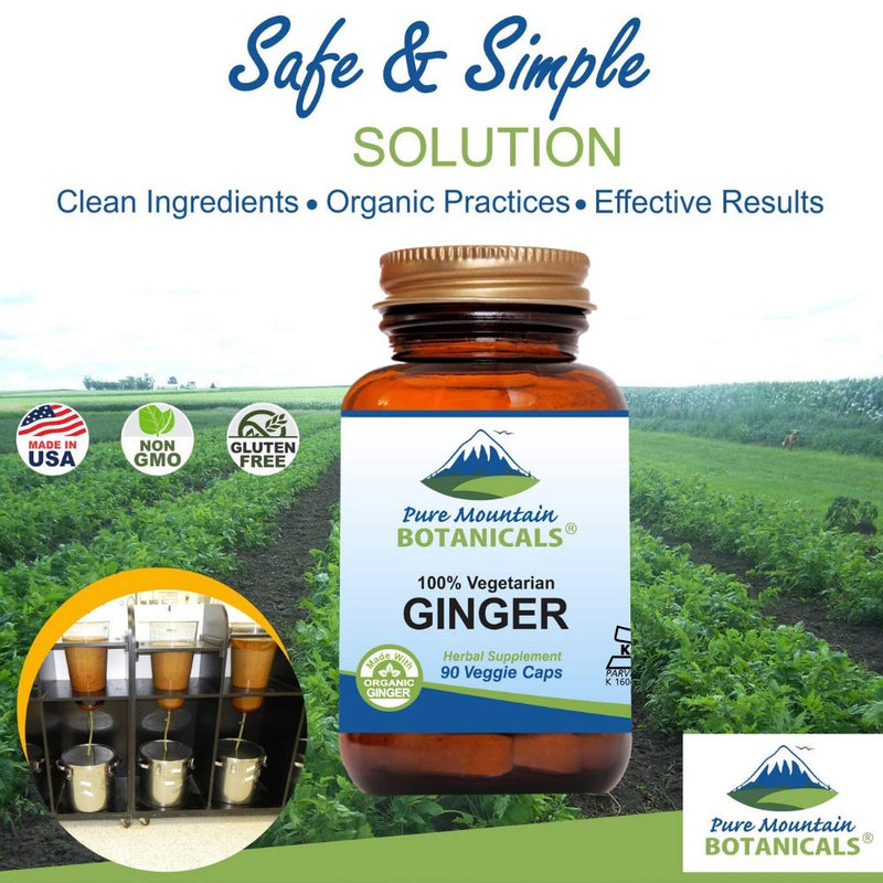 [Australia] - Pure Mountain Botanicals Ginger Capsules - Kosher Vegan Caps with 1000mg Organic Ginger Root 