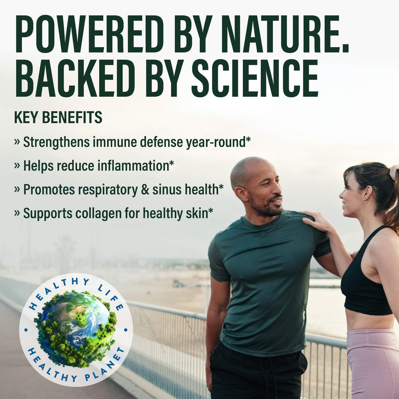 Daily Immunity Supplement — Immune Support Supplement with Vitamin C, Zinc Chelate, Quercetin, Bilberry Extract, Oregano Leaf, Organic Reishi Mushroom Extract, Vegan Gluten Free, 120 Capsules