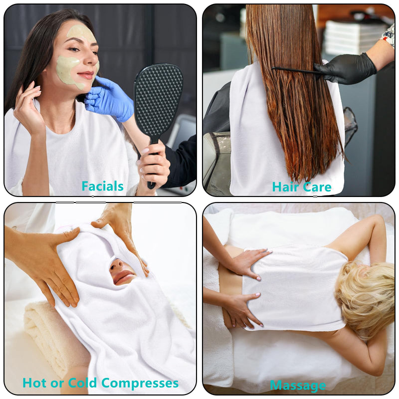 [Australia] - DEAYOU 6 Pack Facial Towels for Estheticians, U-Shaped Spa Towels for Facial, Soft Microfiber Massage Face Towels for Spa Steam, Barbers, Beauty Salons, Skin Care, SPA Centers, Split Design, White 
