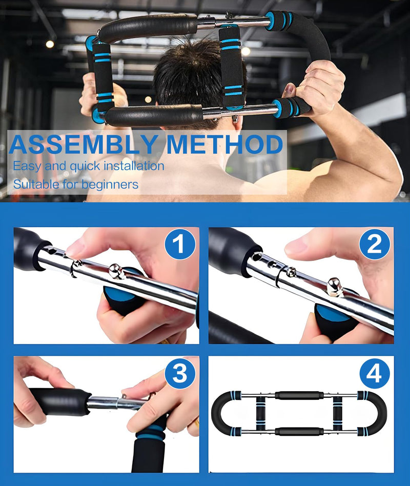 [Australia] - Twister Arm Trainer, 40-100lb Adjustable Chest Workout Equipment with 4 Spring & Training Poster, Power Twister Bar Arm Trainer, Portable Power Twister Bar, Detachable Design Fitness Anywhere 