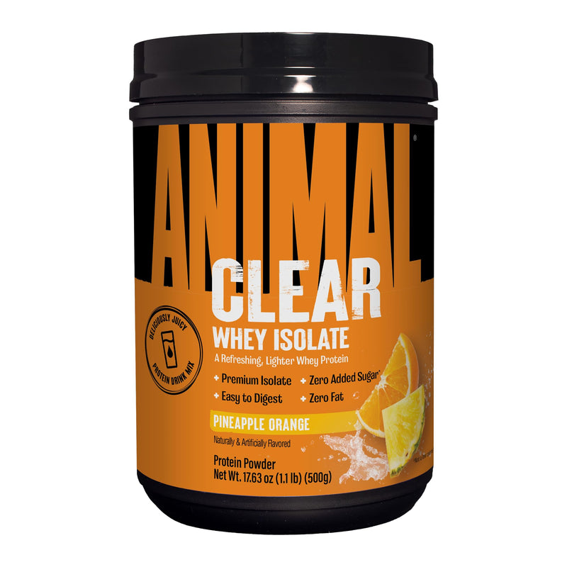 ANIMAL Clear Whey Protein Powder (Pineapple Orange) – Isoclear with 20g Protein & 5g BCAAs for Muscle Building. Protein Shake with no Added Sugar, Low in Fat and with Amino acids – 500g Pineapple Orange