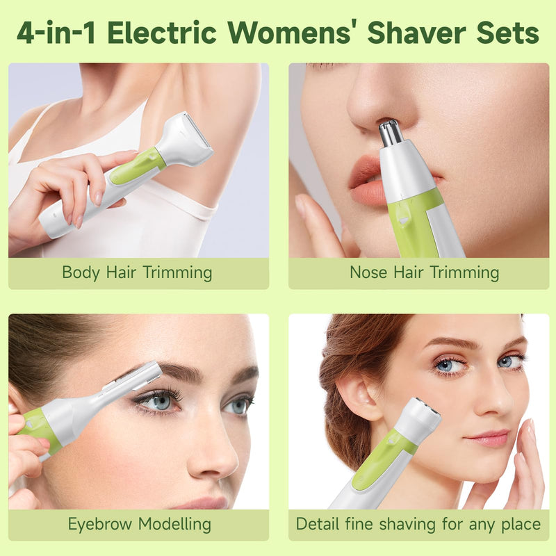 [Australia] - Electric Shaver for Women, 2025 Wet/Dry Razors for Women with LED Display,4 in 1 Cordless Hair Remover for Arms Legs Pubic Armpit Face, IPX7 Waterproof, Painless Electric Grooming Set 