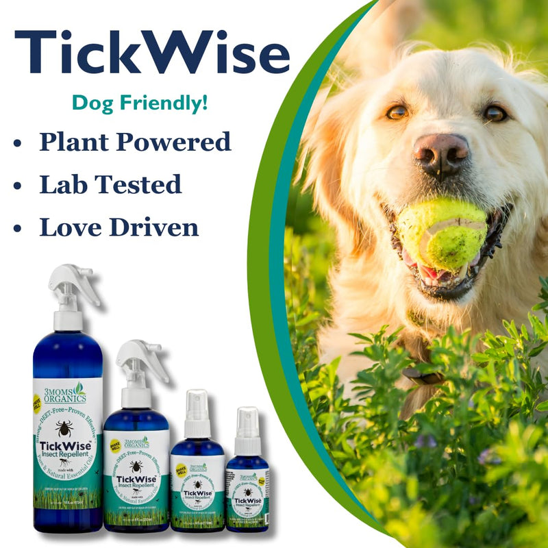 [Australia] - 3 Moms Organics TickWise 8oz, Made with All Natural Essential Oils, DEET-Free, Tick and Insect Repellent, Plant Based Essential Oils, All Natural Ingredients Great for Adults, Kids, Dogs & Horses 8 Fl Oz (Pack of 1) 