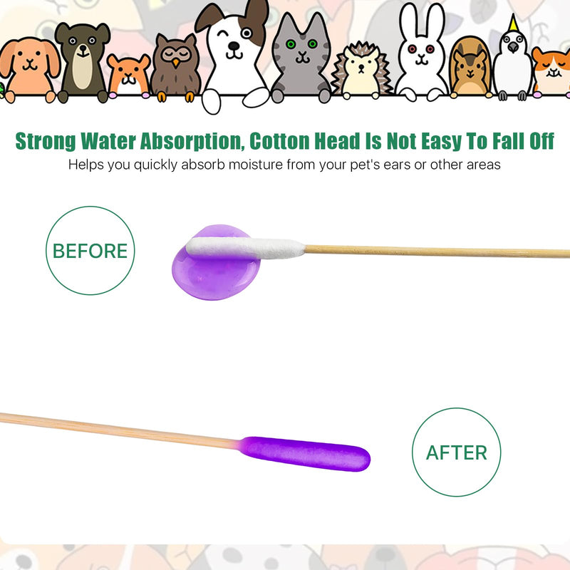300 PCS Dog Qtips, 6 Inch Cotton Swabs for Dogs and Cats, Pet Cotton Ear Buds for Dog Ear Care, Long Bamboo Cotton Sticks for Dog Ear Cleaning Solution - PawsPlanet Australia