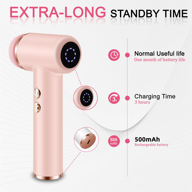 Electric Facial Cleansing Brush with 4 Brush Heads & 5 Speeds - IPX6 Waterproof, Type-C Fast Charging - for Deep Cleansing, Exfoliating, Pore Minimizing & Makeup Removal (Pink) Pink