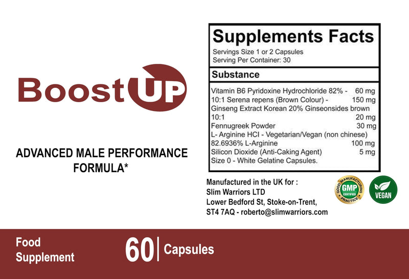 BoostUP - Boost Up Male Performance -Supports a Healthy Blood Flow - Natural Ingredients - 60 Capsules / 1 Bottle