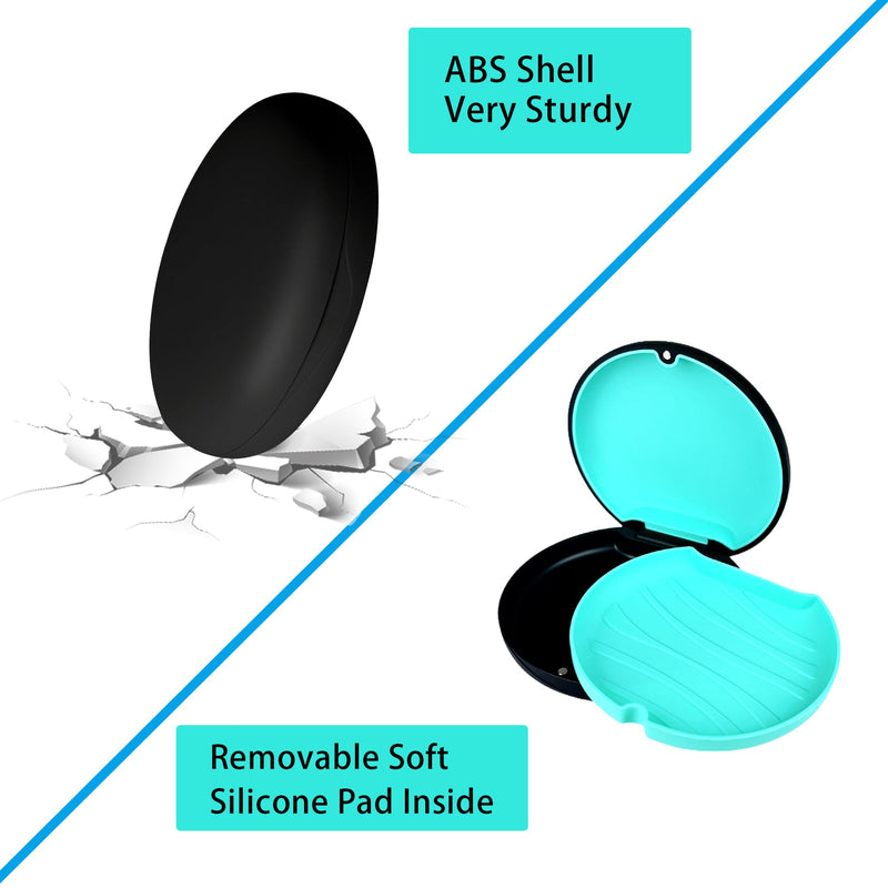 [Australia] - 2 Pack Aligner and Retainer Case,Compatible with Invisalign,Mouthguard Case Kits, Portable Aligner Cases with Chew Remover Tool and Brush, Black(Blue+Cyan Silicone) Black(Blue+Cyan Silicone) 