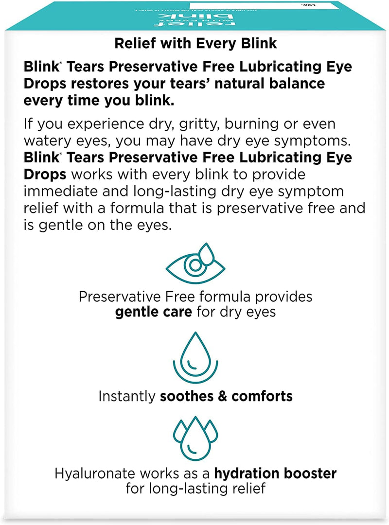 Blink Tears Lubricating Eye Drops Mild-Moderate Dry Eye, 25 Count - 0.01 oz (4 Pack)