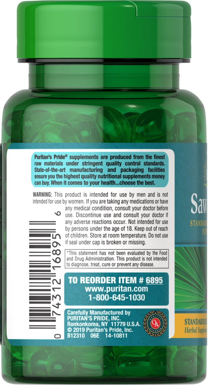[Australia] - Puritan's Pride Saw Palmetto Standardized Extract 160 mg Softgels, 60 Count(Pack of 1) 