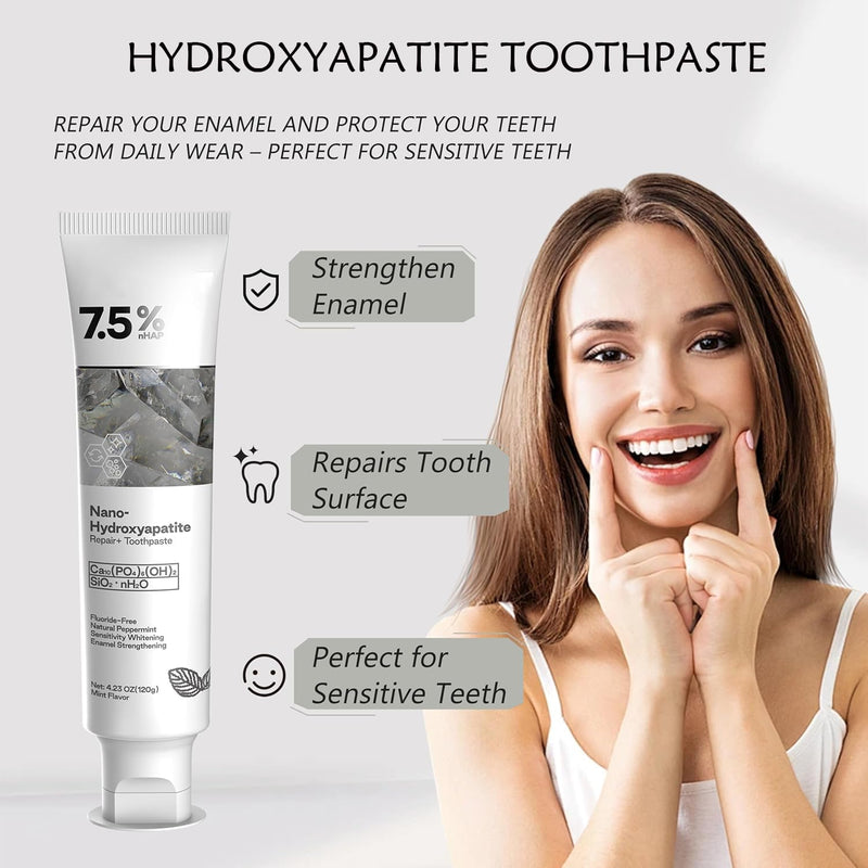 Hydroxyapatite Toothpaste for Advanced Enamel Protection, Gentle and Effective Formula, Fresh Breath, Deep Cleaning Care Toothpaste,Suitable for Sensitive Teeth (2) 2