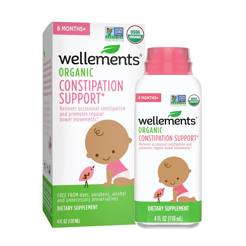 Wellements Organic Constipation Support | Safe and Gentle Organic Constipation Relief for Infants, Babies and Toddlers | No Harsh Laxatives | USDA Certified Organic | 4 Fl Oz. 6 Months + Baby Constipation Support 4 Fl Oz (Pack of 1)