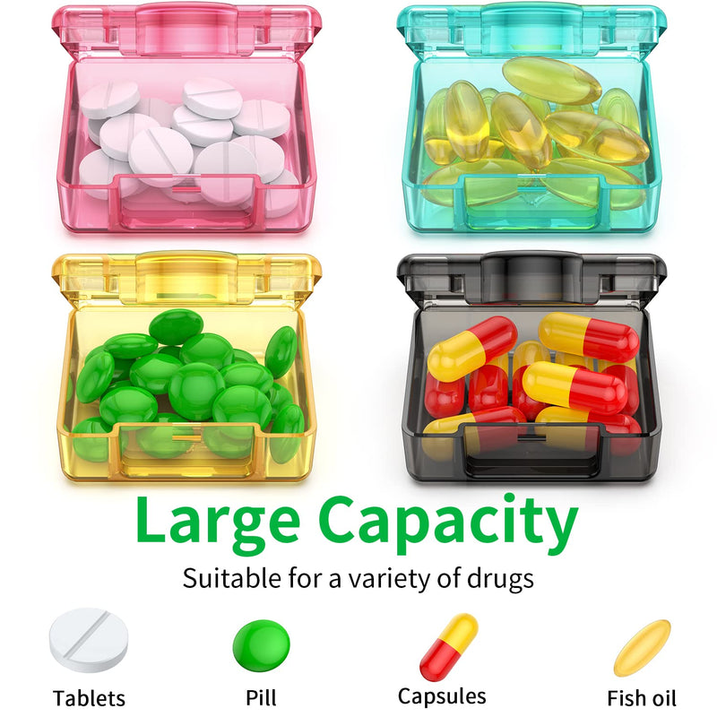 [Australia] - Small Pill Box 4 pcs,Cute Travel Pill Organizer Case Mini Tiny Clear Plastic Storage Containers Portable for Pocket Purse Blue+pink+orange+black 