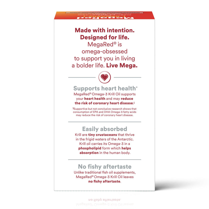 [Australia] - MegaRed #1 Doctor Recommended Krill Oil Brand - 1000mg Omega 3 Supplement with EPA, DHA, Astaxanthin & Phospholipids, Supports Heart, Brain, Joint and Eye Health, No Fish Aftertaste 60 Softgels 